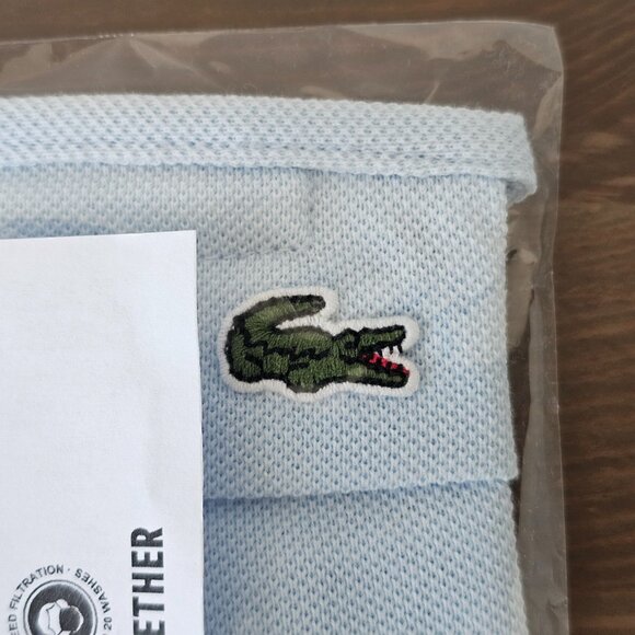 NIP LACOSTE Light Blue Pique Cotton Ear Loop Face Mask Unisex One Size OS - Picture 3 of 5